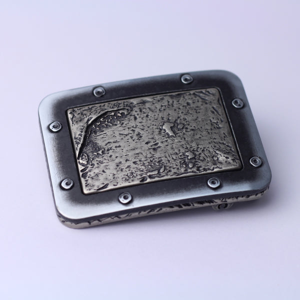 Zinc plaque buckle 40mm black destroyed / matt old nickel